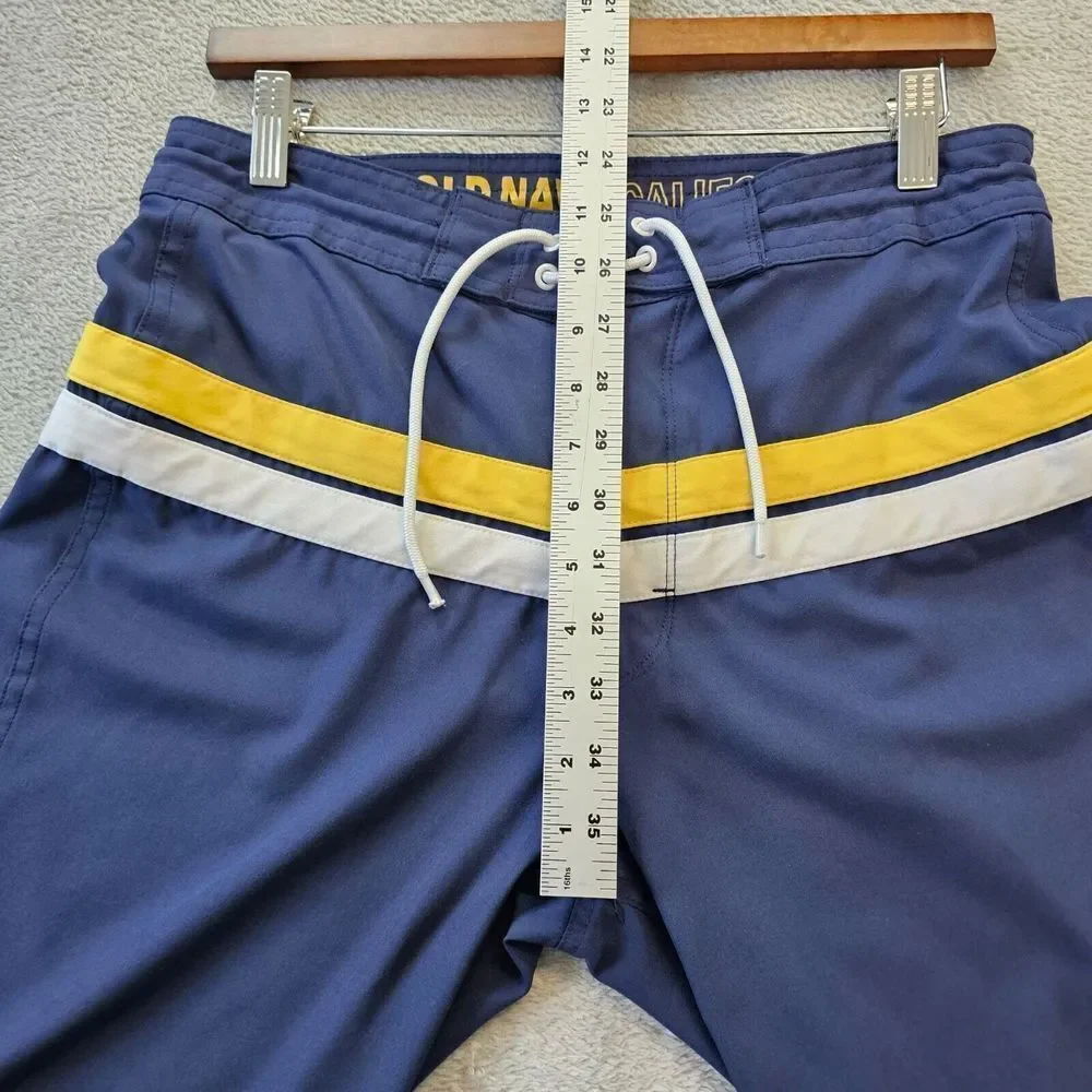 Old Navy Board Shorts Mens Size‎ 30 Blue Yellow White Striped Swim Front Tie